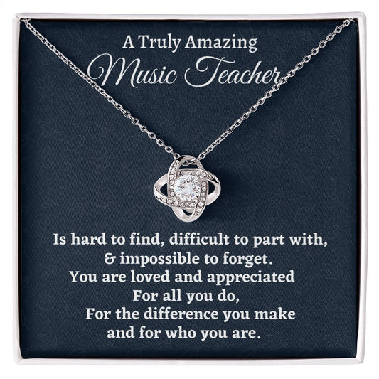 To A Truly Amazing Music Teacher Gift, Appreciation Gift For Music Teacher, Love Knot Necklace , Jewelry Gift For Women, Farewell Gift - Family Gear Collections