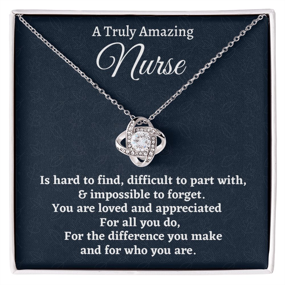 To A Truly Amazing Nurse, Love Knot Necklace, Appreciation Gift For Nurse Mom, Mothers Day Gift, Christmas Gift, Women Jewelry, From Proud Son. - Family Gear Collections