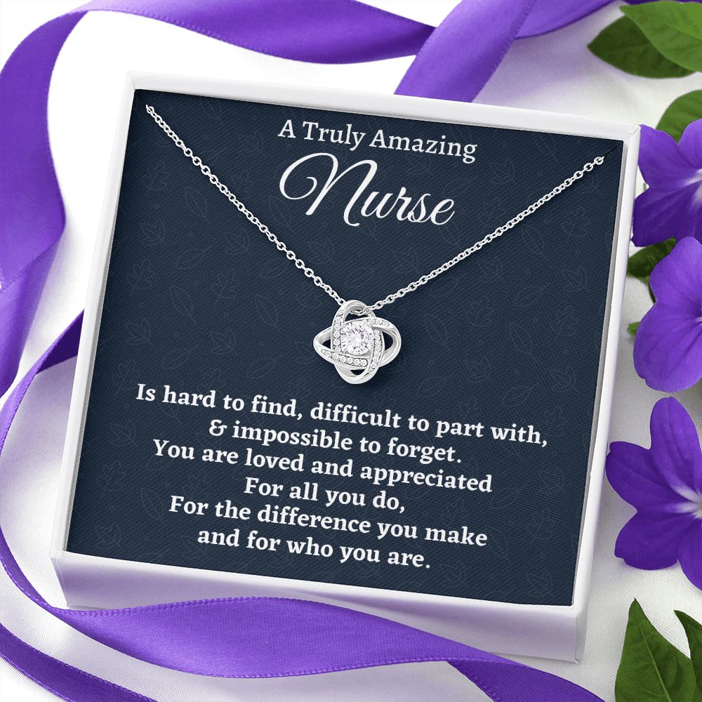 To A Truly Amazing Nurse, Love Knot Necklace, Appreciation Gift For Nurse Mom, Mothers Day Gift, Christmas Gift, Women Jewelry, From Proud Son. - Family Gear Collections