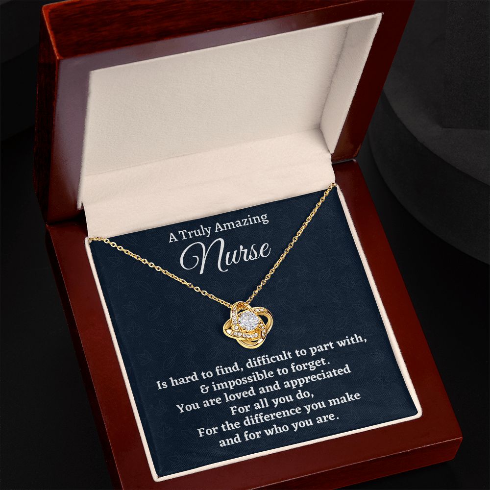 To A Truly Amazing Nurse, Love Knot Necklace, Appreciation Gift For Nurse Mom, Mothers Day Gift, Christmas Gift, Women Jewelry, From Proud Son. - Family Gear Collections