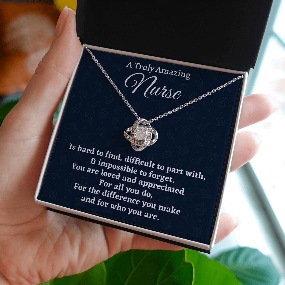 To A Truly Amazing Nurse, Love Knot Necklace, Appreciation Gift For Nurse Mom, Mothers Day Gift, Christmas Gift, Women Jewelry, From Proud Son. - Family Gear Collections