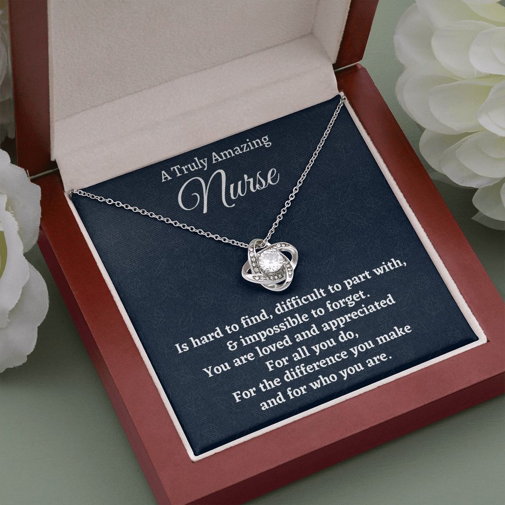 To A Truly Amazing Nurse, Love Knot Necklace, Appreciation Gift For Nurse Mom, Mothers Day Gift, Christmas Gift, Women Jewelry, From Proud Son. - Family Gear Collections