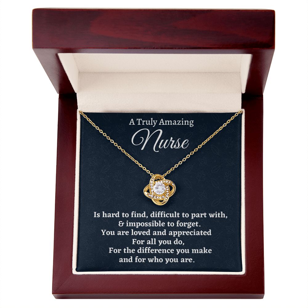 To A Truly Amazing Nurse, Love Knot Necklace, Appreciation Gift For Nurse Mom, Mothers Day Gift, Christmas Gift, Women Jewelry, From Proud Son. - Family Gear Collections