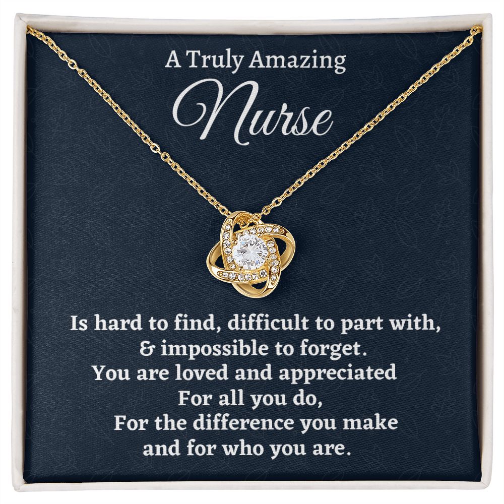 To A Truly Amazing Nurse, Love Knot Necklace, Appreciation Gift For Nurse Mom, Mothers Day Gift, Christmas Gift, Women Jewelry, From Proud Son. - Family Gear Collections