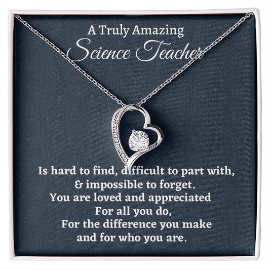 To A Truly Amazing Science Teacher, Forever Love Necklace. Christmas Gift, Happy Retirement Gift. - Family Gear Collections