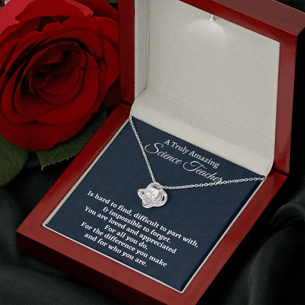 To A Truly Amazing Science Teacher, Love Knot Necklace. Christmas Gift, Happy Retirement Gift. - Family Gear Collections