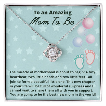 To An Amazing Mom To Be, Love Knot Necklace, New Mom Gift, First Time Mom Jewelry, Pregnancy Gift. - Family Gear Collections