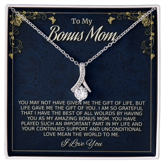 To My Amazing Bonus Mom, Alluring Beauty Necklace, Mother's Day Gift, Christmas Gift, From Bonus Daughter. - Family Gear Collections