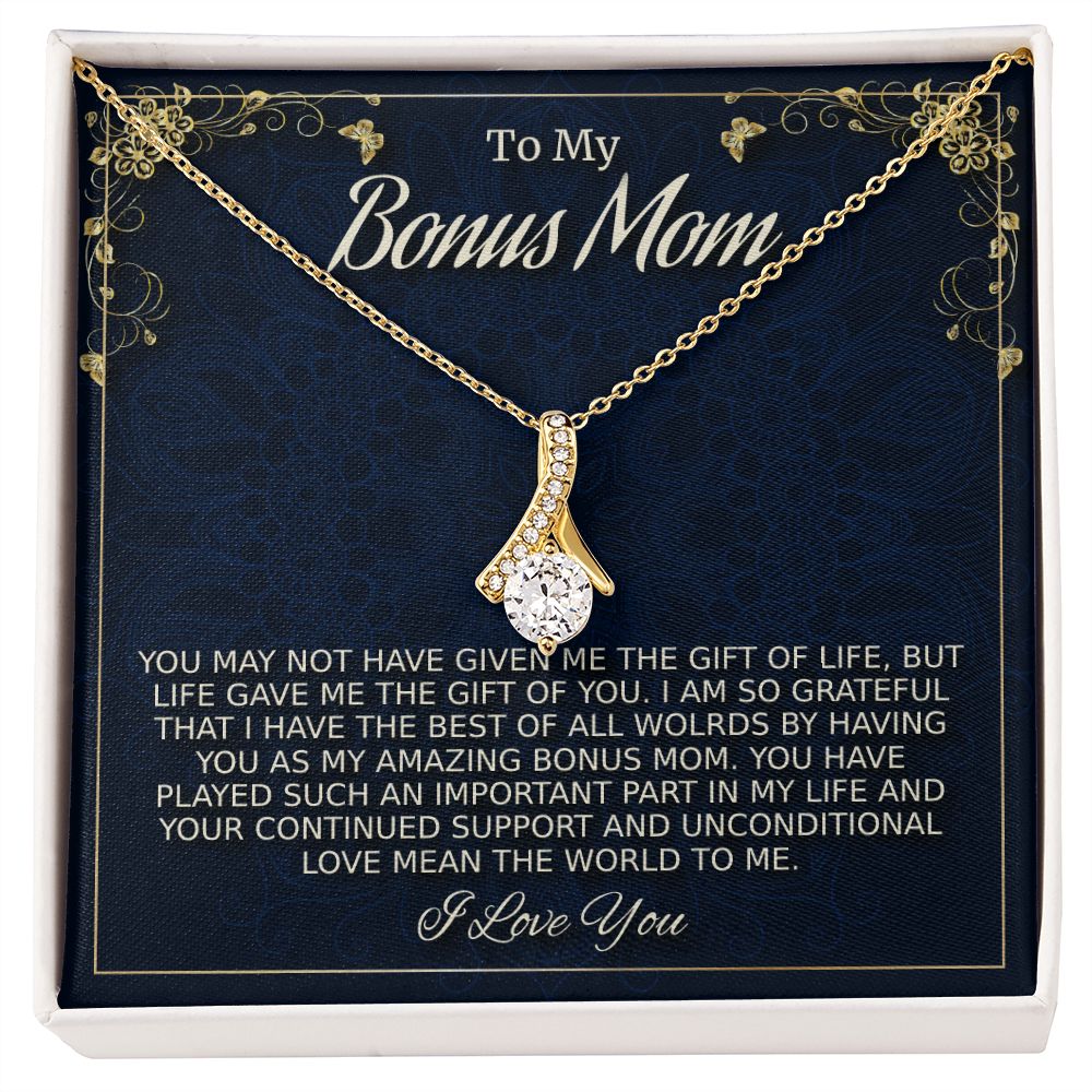 To My Amazing Bonus Mom, Alluring Beauty Necklace, Mother's Day Gift, Christmas Gift, From Bonus Daughter. - Family Gear Collections