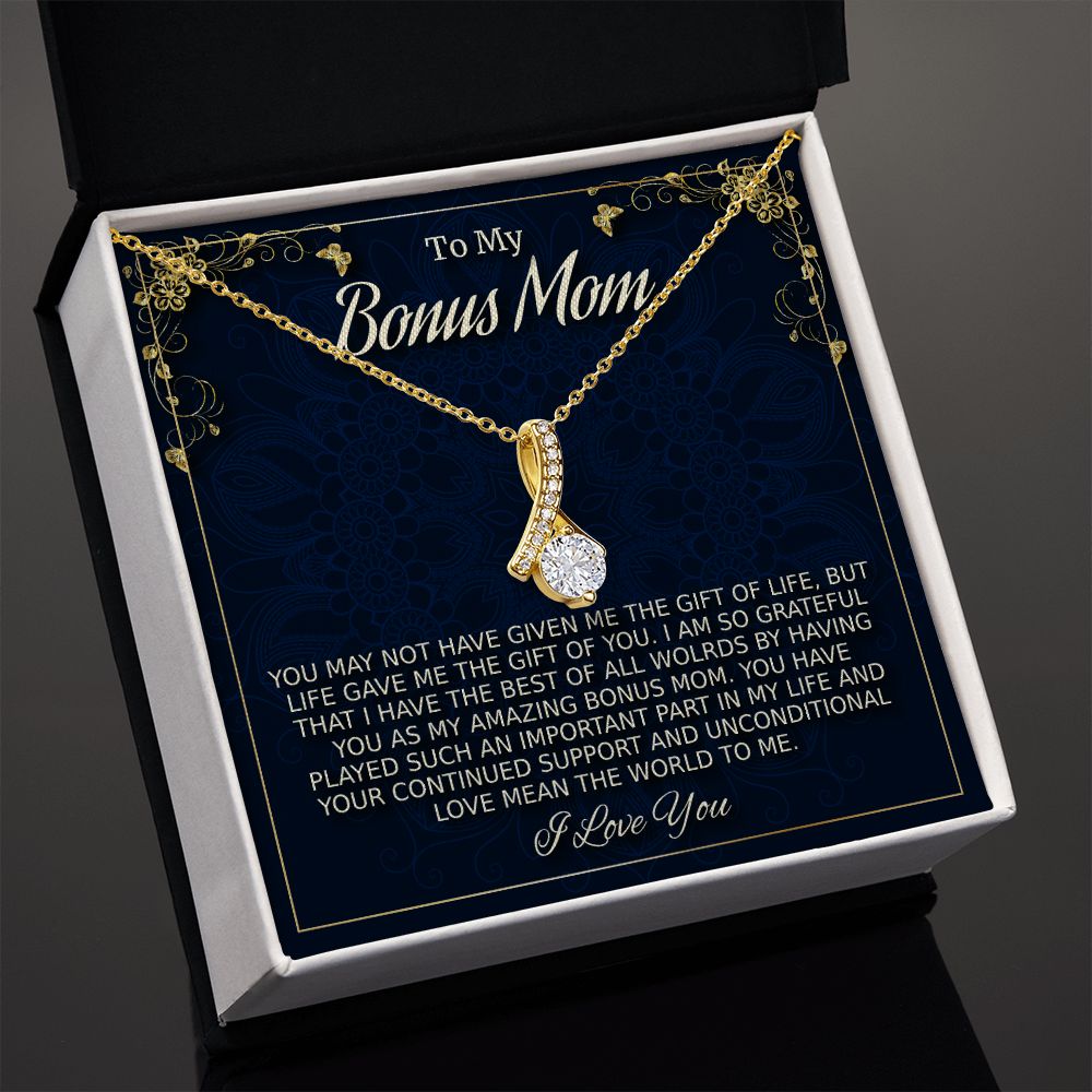 To My Amazing Bonus Mom, Alluring Beauty Necklace, Mother's Day Gift, Christmas Gift, From Bonus Daughter. - Family Gear Collections