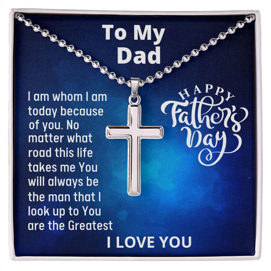 To My Amazing Dad, Stainless Cross Necklace w/Ball Chain, Birthday Gift For Born Again Dad, Christian Gifts, Religious Jewelry. I Love You - Family Gear Collections