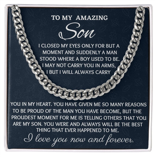 To My Amazing Son I Love You Now and Forever Cuban Chain Link - Family Gear Collections
