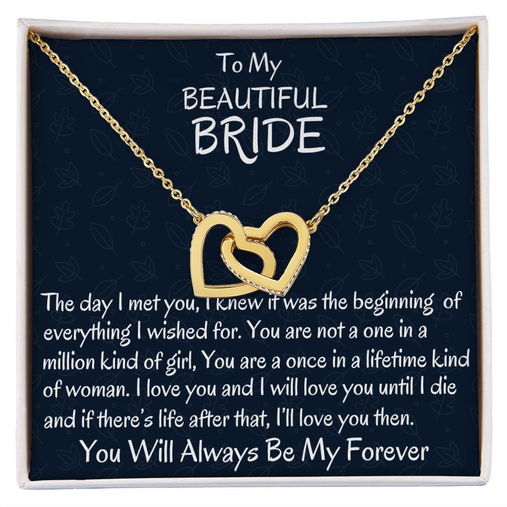 To My Beautiful Bride, Interlocking Hearts Necklace, Wedding Day Gift, Bride Jewelry, I Love You. - Family Gear Collections