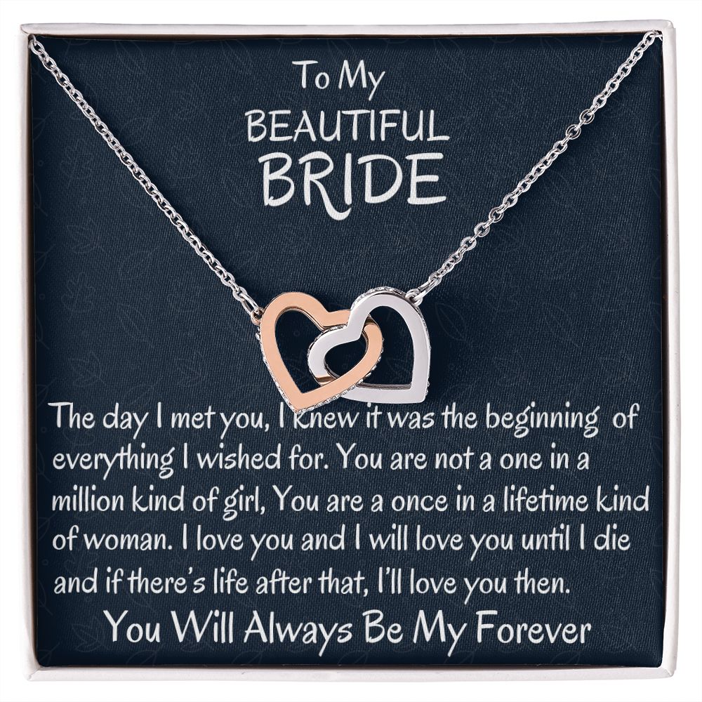 To My Beautiful Bride, Interlocking Hearts Necklace, Wedding Day Gift, Bride Jewelry, I Love You. - Family Gear Collections