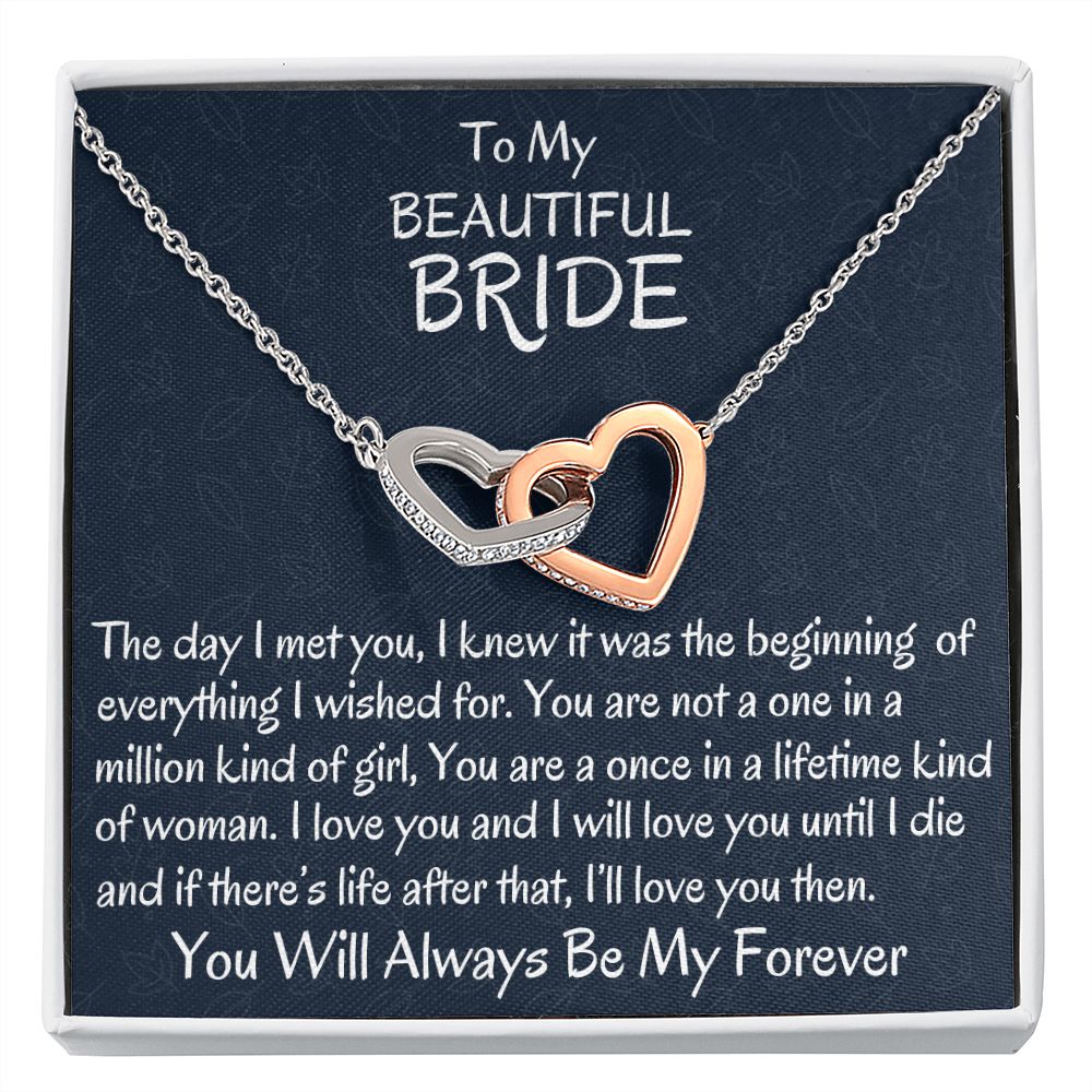 To My Beautiful Bride, Interlocking Hearts Necklace, Wedding Day Gift, Bride Jewelry, I Love You. - Family Gear Collections