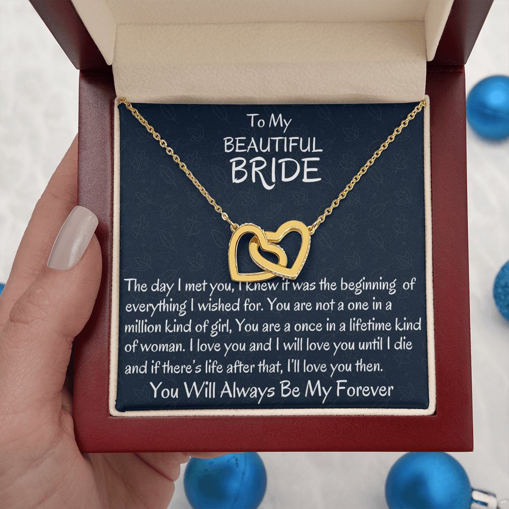 To My Beautiful Bride, Interlocking Hearts Necklace, Wedding Day Gift, Bride Jewelry, I Love You. - Family Gear Collections