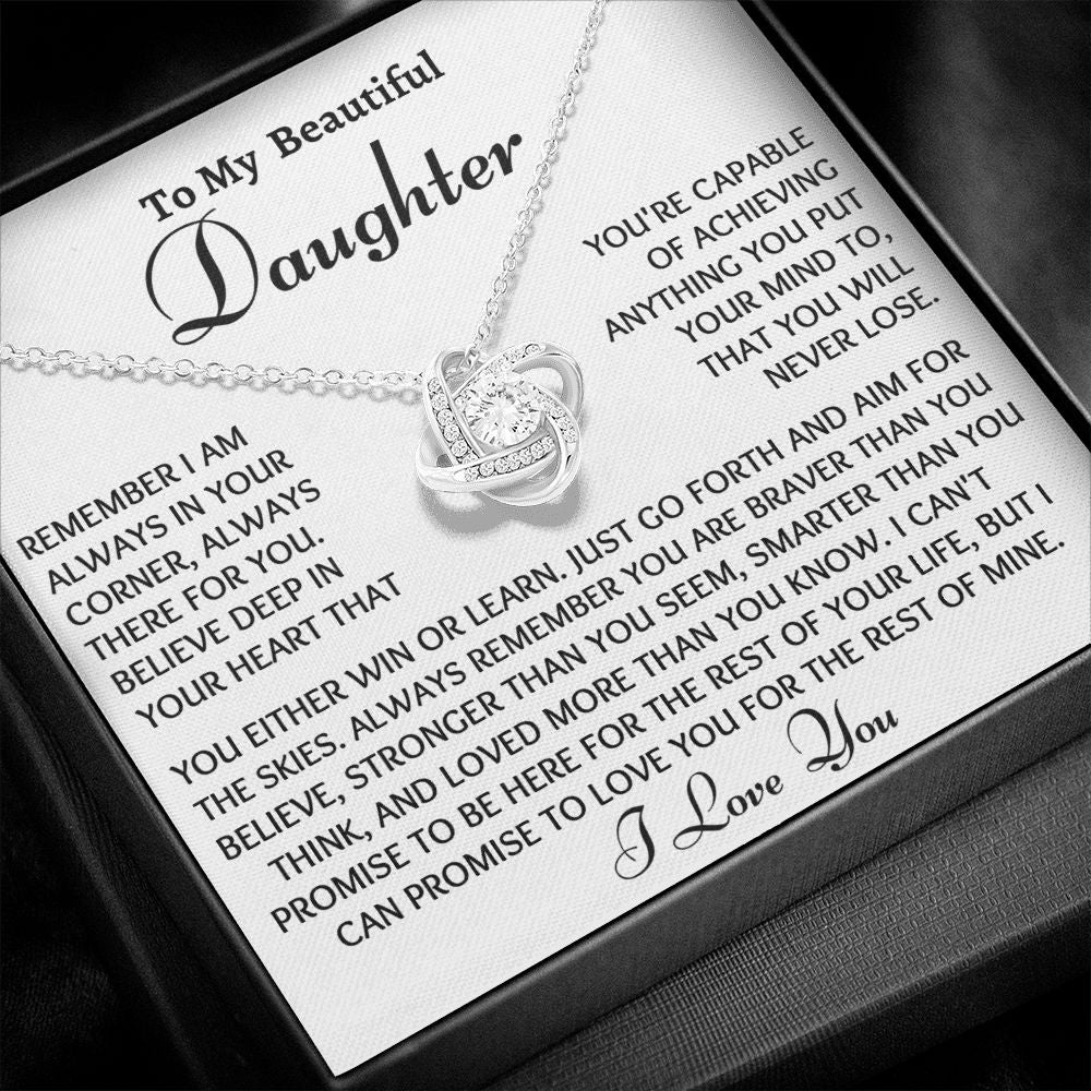 To My Beautiful Daughter, Love Knot Necklace, Birthday Gift, Meaningful Gift, From Loving Dad. I Love You Forever. - Family Gear Collections