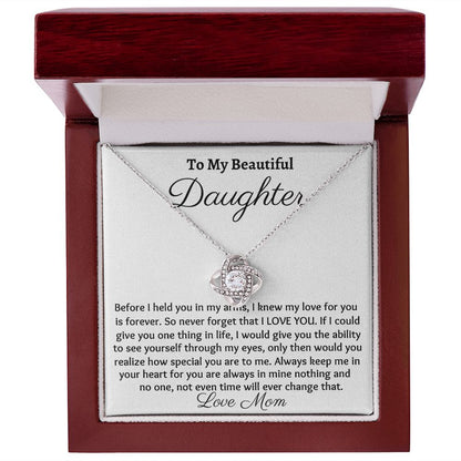 To My Beautiful Daughter, Love Knot Necklace, Christmas Gift, Birthday Gift, From Loving Mom - Family Gear Collections