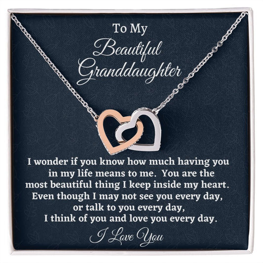To My Beautiful Granddaughter, Interlocking Hearts Necklace, Birthday Gift For Her, Happy Birthday, Graduation Gift, From Loving Nana. - Family Gear Collections