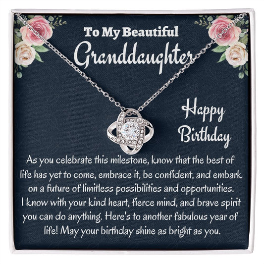 To My Beautiful Granddaughter, Love Knot Necklace, Birthday Gift, Teen Jewelry, Christmas Gift, Grandpa To Granddaughter Gift, Happy Birthday. - Family Gear Collections