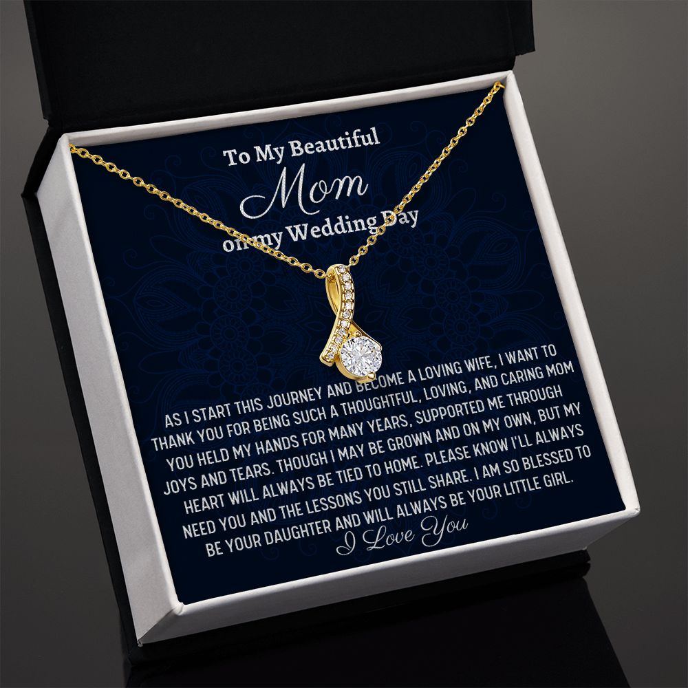 To My Beautiful Mom, Alluring Beauty Necklace, Wedding Day Gift, Gift From Bride, Mom's Gift, From Daughter Gift. - Family Gear Collections