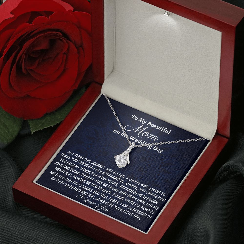 To My Beautiful Mom, Alluring Beauty Necklace, Wedding Gift From Bride, Gift From Daughter To Mother On Wedding Day, Thank You Mom Gift, Bride To Mom Gift - Family Gear Collections