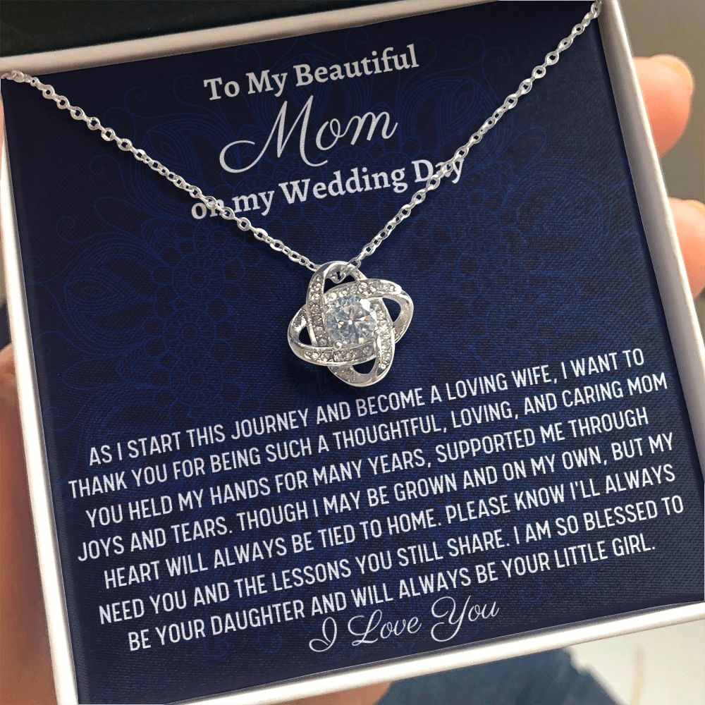 To My Beautiful Mom, Love Knot Necklace, Wedding Gift From Bride, Gift From Daughter To Mother On Wedding Day, Thank You Mom Gift, Bride To Mom Gift - Family Gear Collections