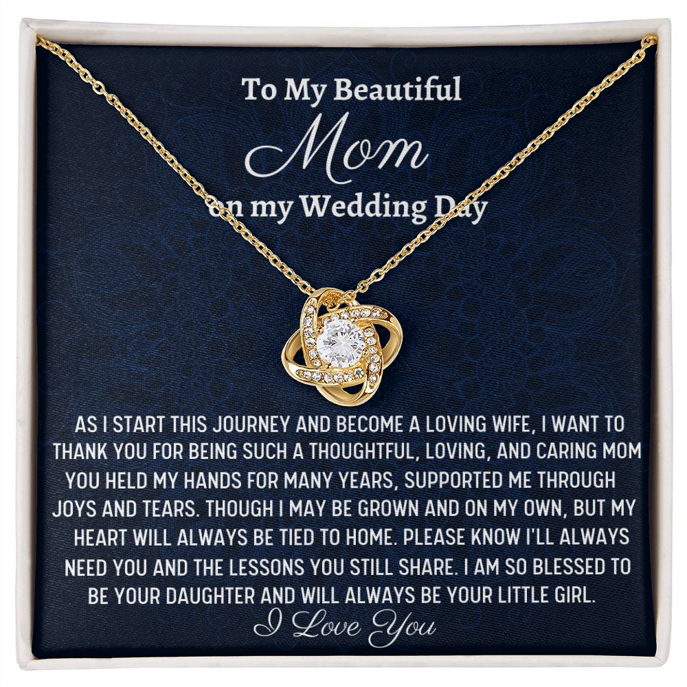 To My Beautiful Mom, Love Knot Necklace, Wedding Gift From Bride, Gift From Daughter To Mother On Wedding Day, Thank You Mom Gift, Bride To Mom Gift - Family Gear Collections