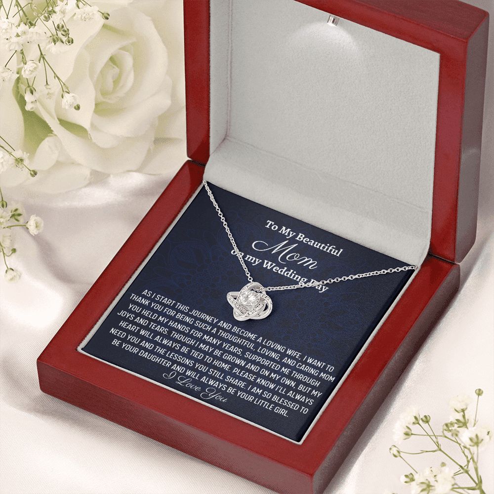 To My Beautiful Mom, Love Knot Necklace, Wedding Gift From Bride, Gift From Daughter To Mother On Wedding Day, Thank You Mom Gift, Bride To Mom Gift - Family Gear Collections