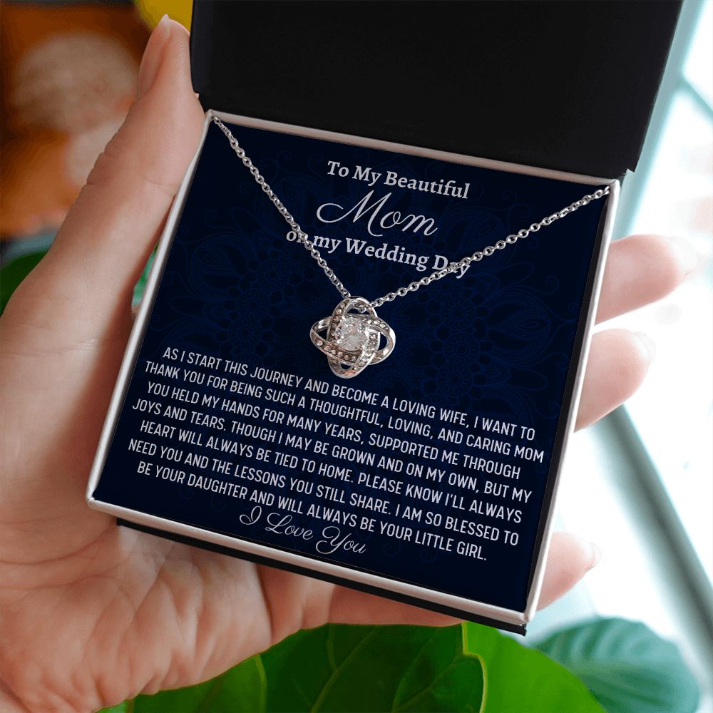 To My Beautiful Mom, Love Knot Necklace, Wedding Gift From Bride, Gift From Daughter To Mother On Wedding Day, Thank You Mom Gift, Bride To Mom Gift - Family Gear Collections