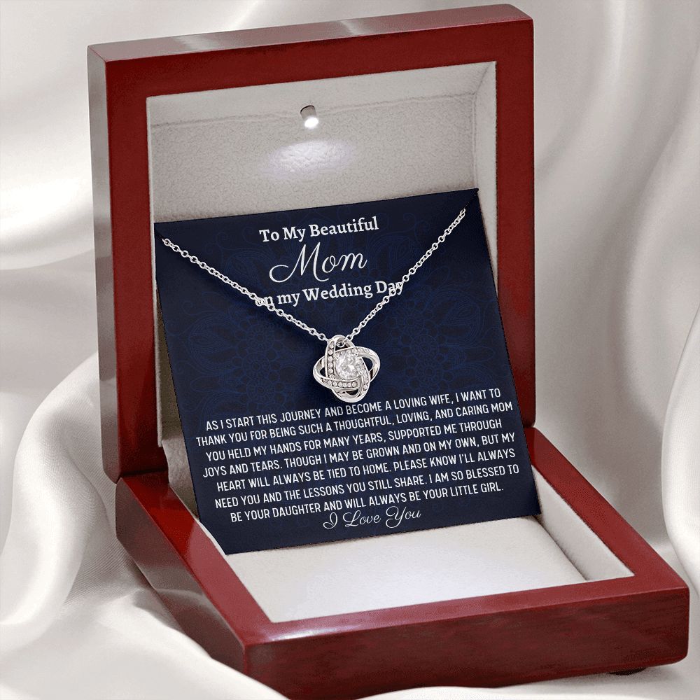 To My Beautiful Mom, Love Knot Necklace, Wedding Gift From Bride, Gift From Daughter To Mother On Wedding Day, Thank You Mom Gift, Bride To Mom Gift - Family Gear Collections