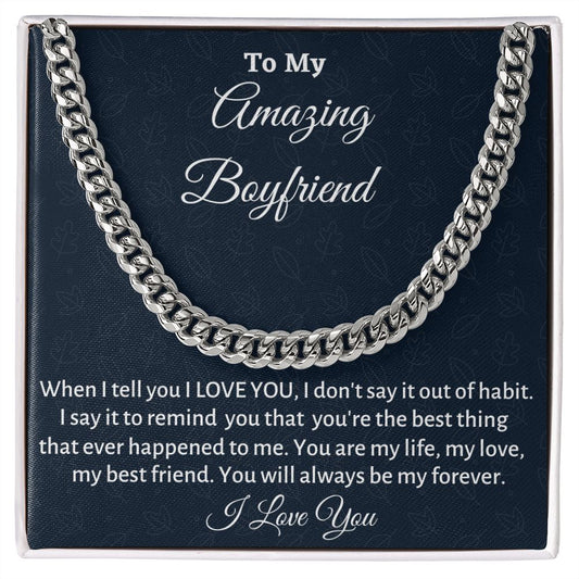 To My Boyfriend, Cuban Link Chain, Birthday Gift For Him, Christmas Gift, Valentines Gift, To My Soulmate - Family Gear Collections
