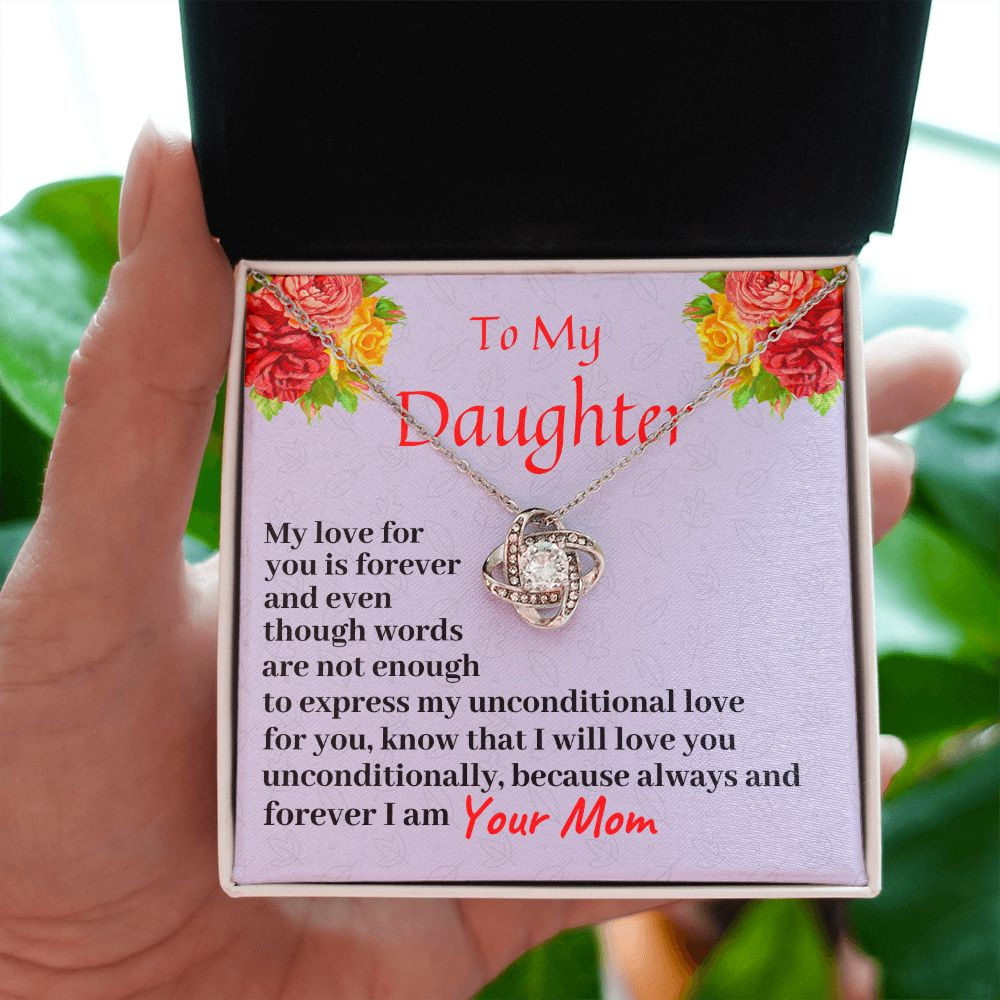 To My Daughter, Love Knot Necklace, Birthday Gift For Her, Christmas Gift, From Loving Mom. - Family Gear Collections