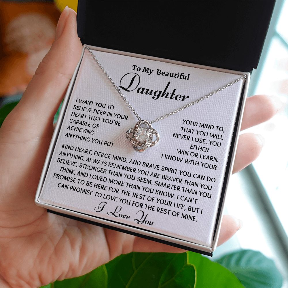 To My Daughter You Are Capable Love Knot Necklace - Family Gear Collections