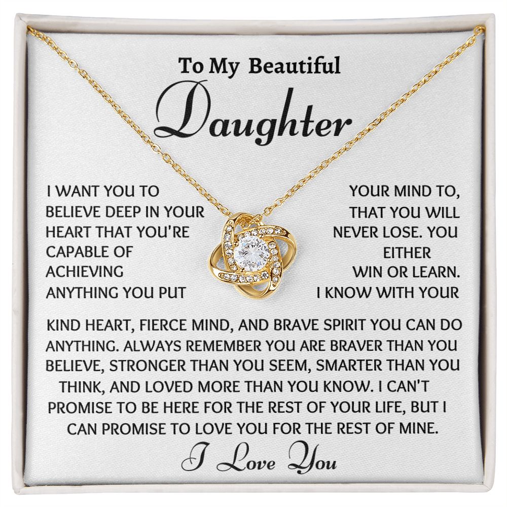 To My Daughter You Are Capable Love Knot Necklace - Family Gear Collections