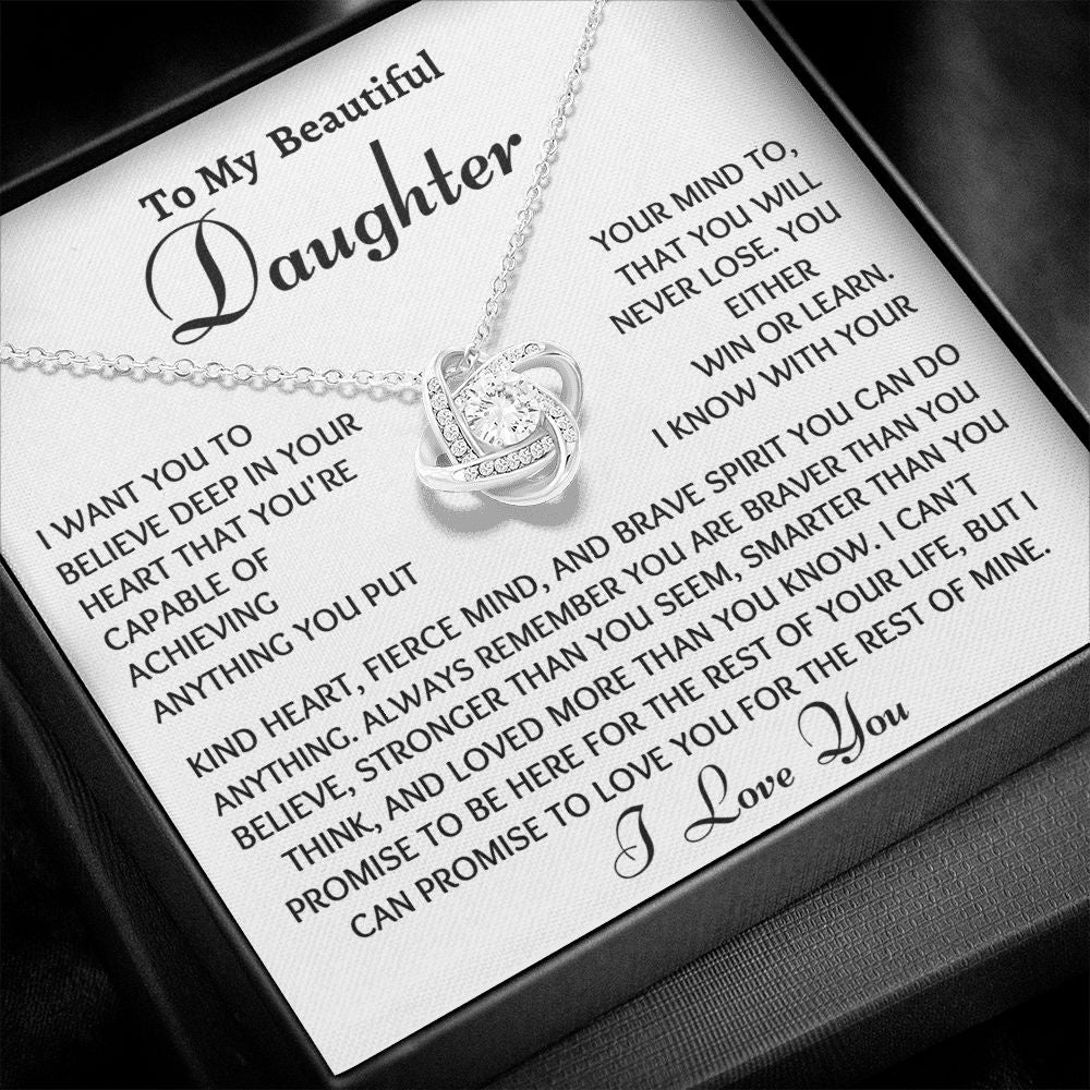 To My Daughter You Are Capable Love Knot Necklace - Family Gear Collections