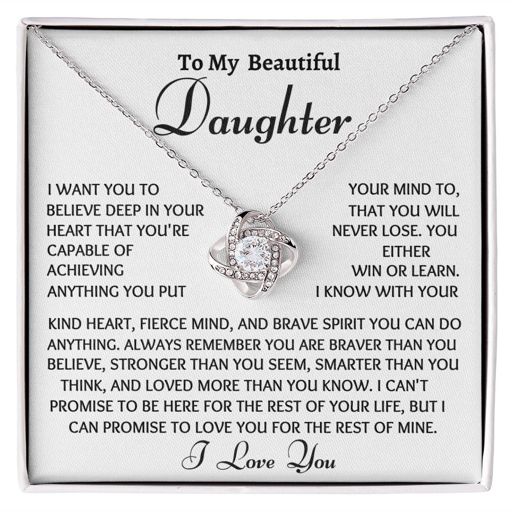 To My Daughter You Are Capable Love Knot Necklace - Family Gear Collections