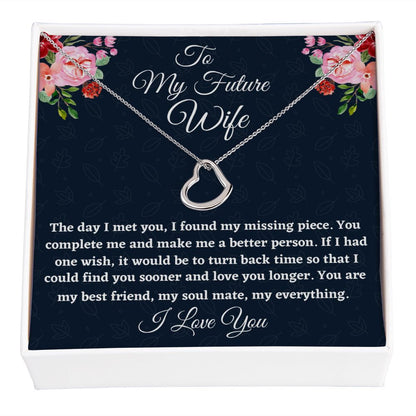 To My Future Wife, Delicate Heart Necklace, Appreciation Gift, Christmas Gift, I Love You. - Family Gear Collections