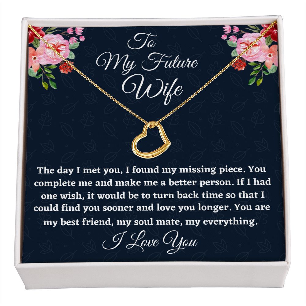 To My Future Wife, Delicate Heart Necklace, Appreciation Gift, Christmas Gift, I Love You. - Family Gear Collections