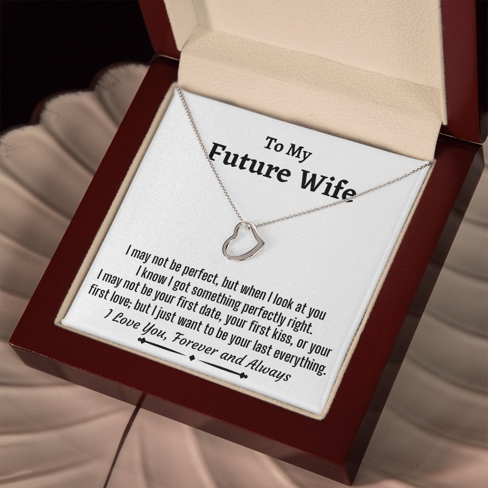 To My Future Wife, Delicate Heart Necklace, Christmas Gift, Birthday Gift For Her, I Love You - Family Gear Collections