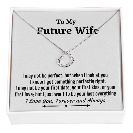 To My Future Wife, Delicate Heart Necklace, Christmas Gift, Birthday Gift For Her, I Love You - Family Gear Collections