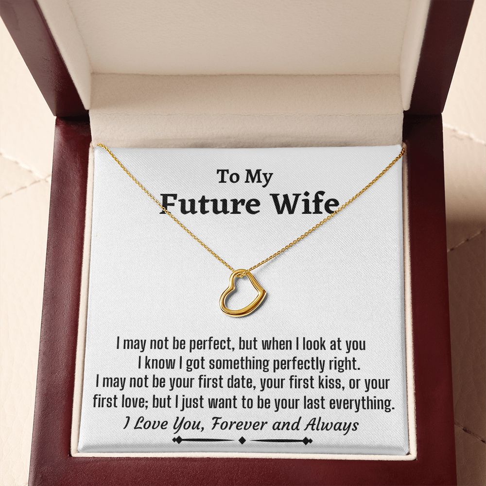 To My Future Wife, Delicate Heart Necklace, Christmas Gift, Birthday Gift For Her, I Love You - Family Gear Collections