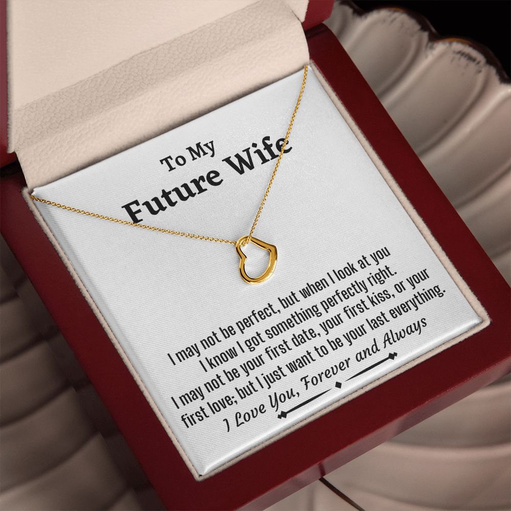 To My Future Wife, Delicate Heart Necklace, Christmas Gift, Birthday Gift For Her, I Love You - Family Gear Collections