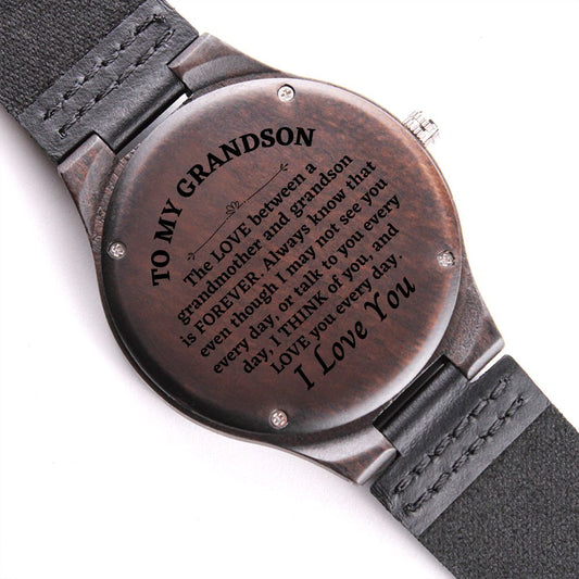 To My Grandson Engraved Wooden Watch, Christmas Gift, Birthday Gift, From Loving Nana - Family Gear Collections