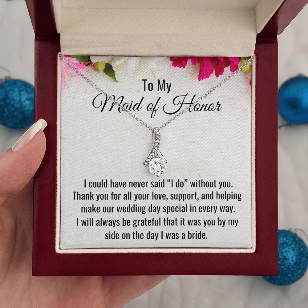 To My Maid Of Honor, Alluring Beauty Necklace, Wedding Gifts, Valentines Day Gift, Gift From Bride, Wedding Jewelry. Appreciation Gift - Family Gear Collections