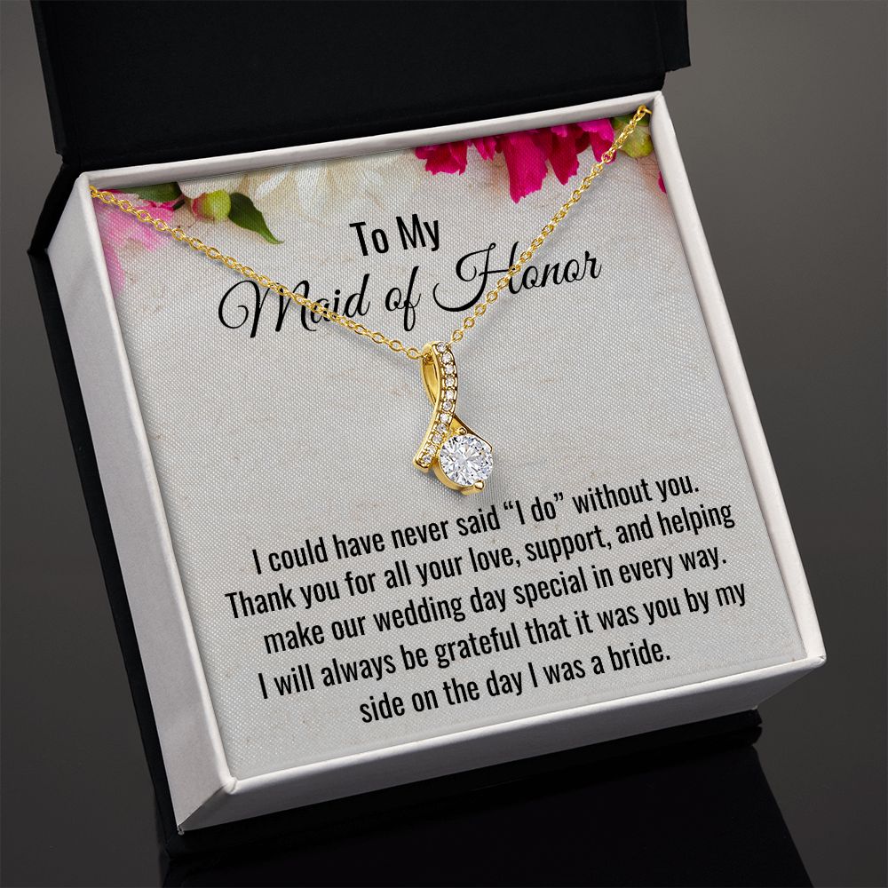 To My Maid Of Honor, Alluring Beauty Necklace, Wedding Gifts, Valentines Day Gift, Gift From Bride, Wedding Jewelry. Appreciation Gift - Family Gear Collections