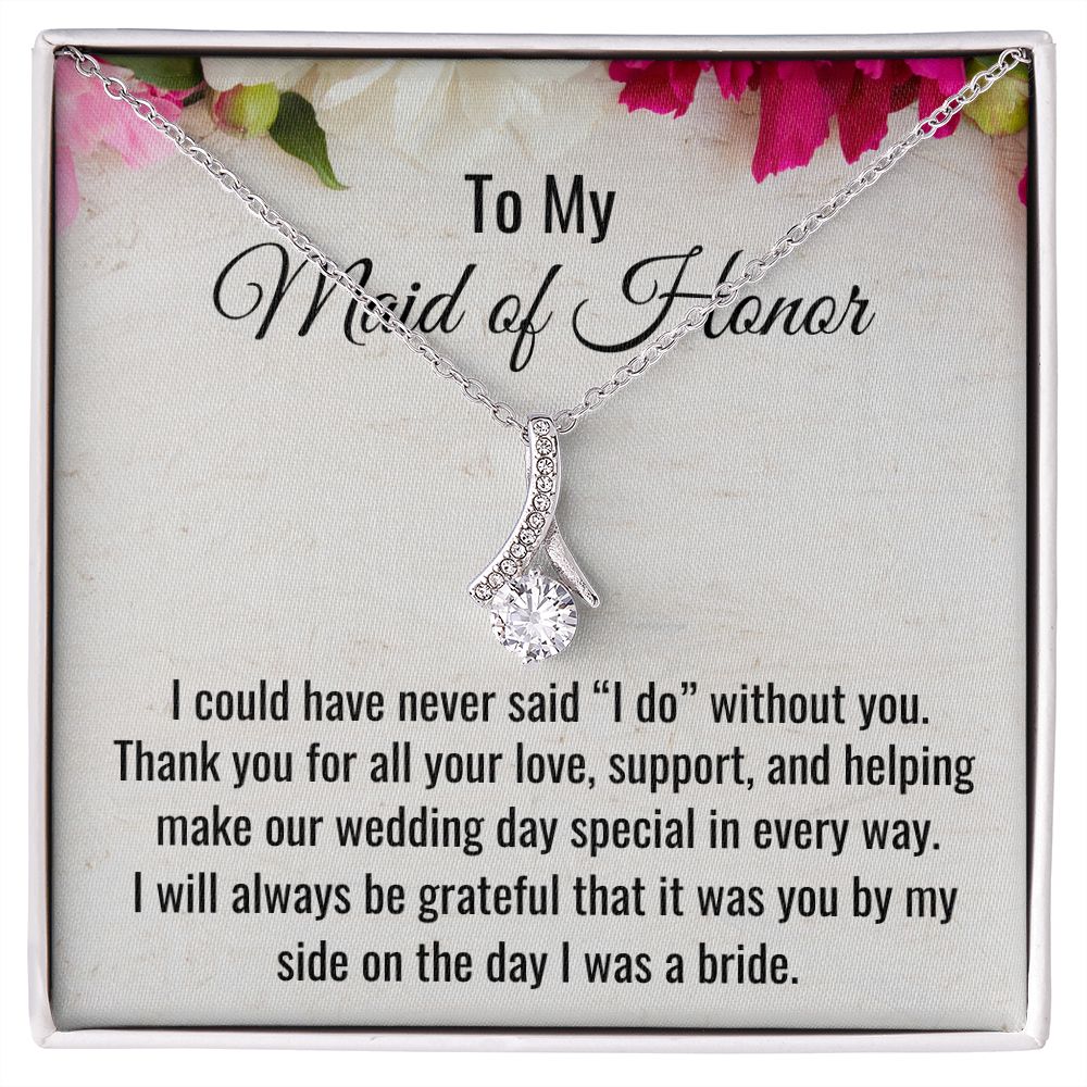 To My Maid Of Honor, Alluring Beauty Necklace, Wedding Gifts, Valentines Day Gift, Gift From Bride, Wedding Jewelry. Appreciation Gift - Family Gear Collections