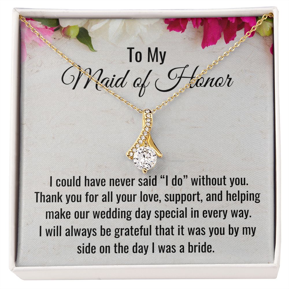 To My Maid Of Honor, Alluring Beauty Necklace, Wedding Gifts, Valentines Day Gift, Gift From Bride, Wedding Jewelry. Appreciation Gift - Family Gear Collections