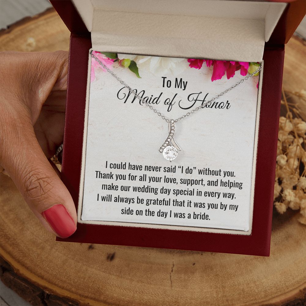 To My Maid Of Honor, Alluring Beauty Necklace, Wedding Gifts, Valentines Day Gift, Gift From Bride, Wedding Jewelry. Appreciation Gift - Family Gear Collections