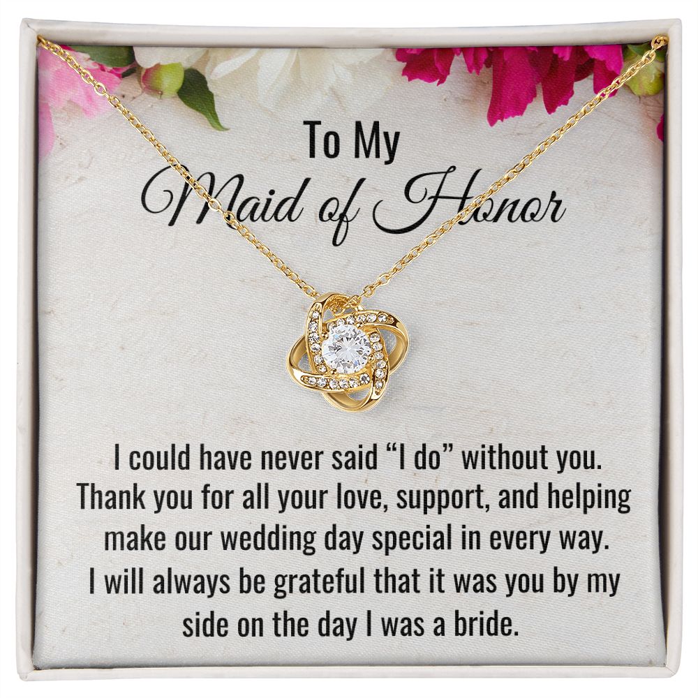 To My Maid Of Honor, Love Knot Necklace, Wedding Gifts, Valentines Day Gift, Gift From Bride, Wedding Jewelry. Appreciation Gift. - Family Gear Collections